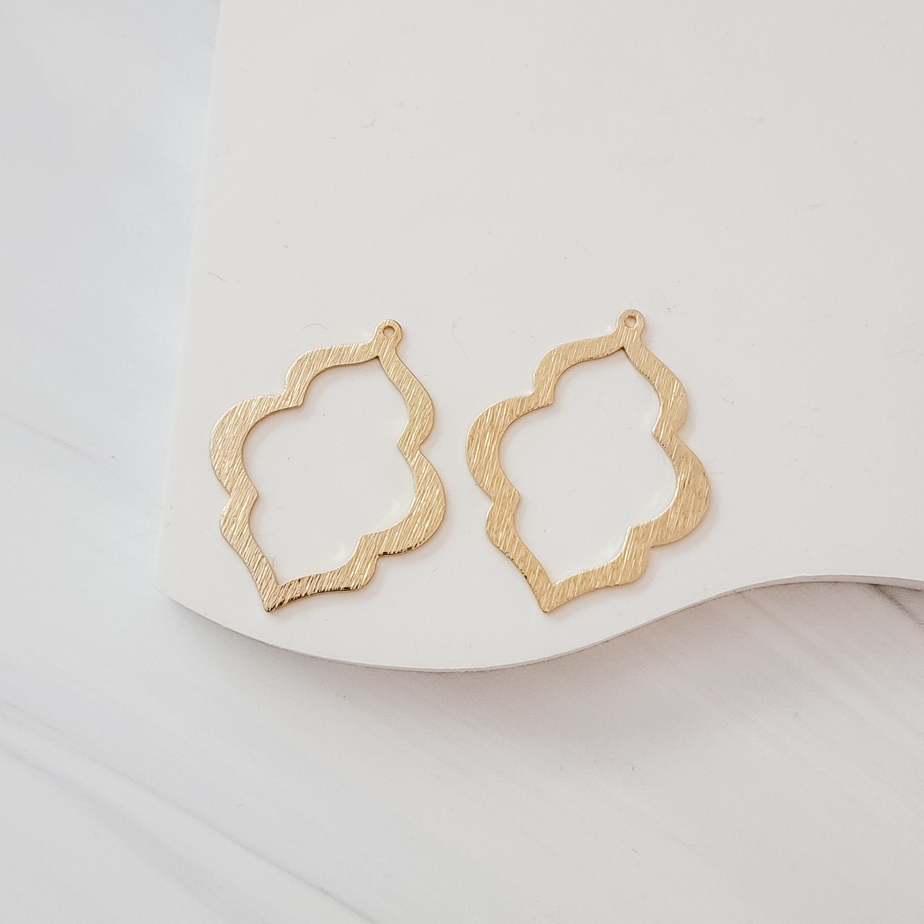 Gold Bohemian 1 - Hole Brushed Brass Charms, 10 Pieces, Charm 98 - 
