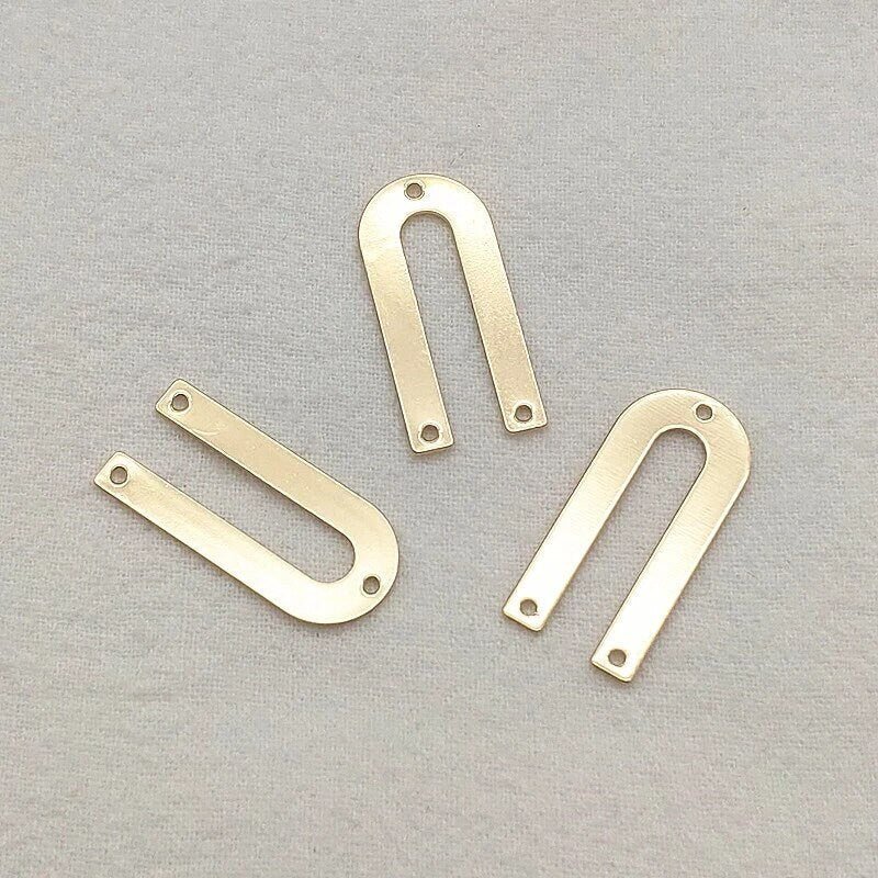 Gold Brass Narrow Arch 3 - Hole Arch Connectors, 10 Pieces, Connector 56 - 