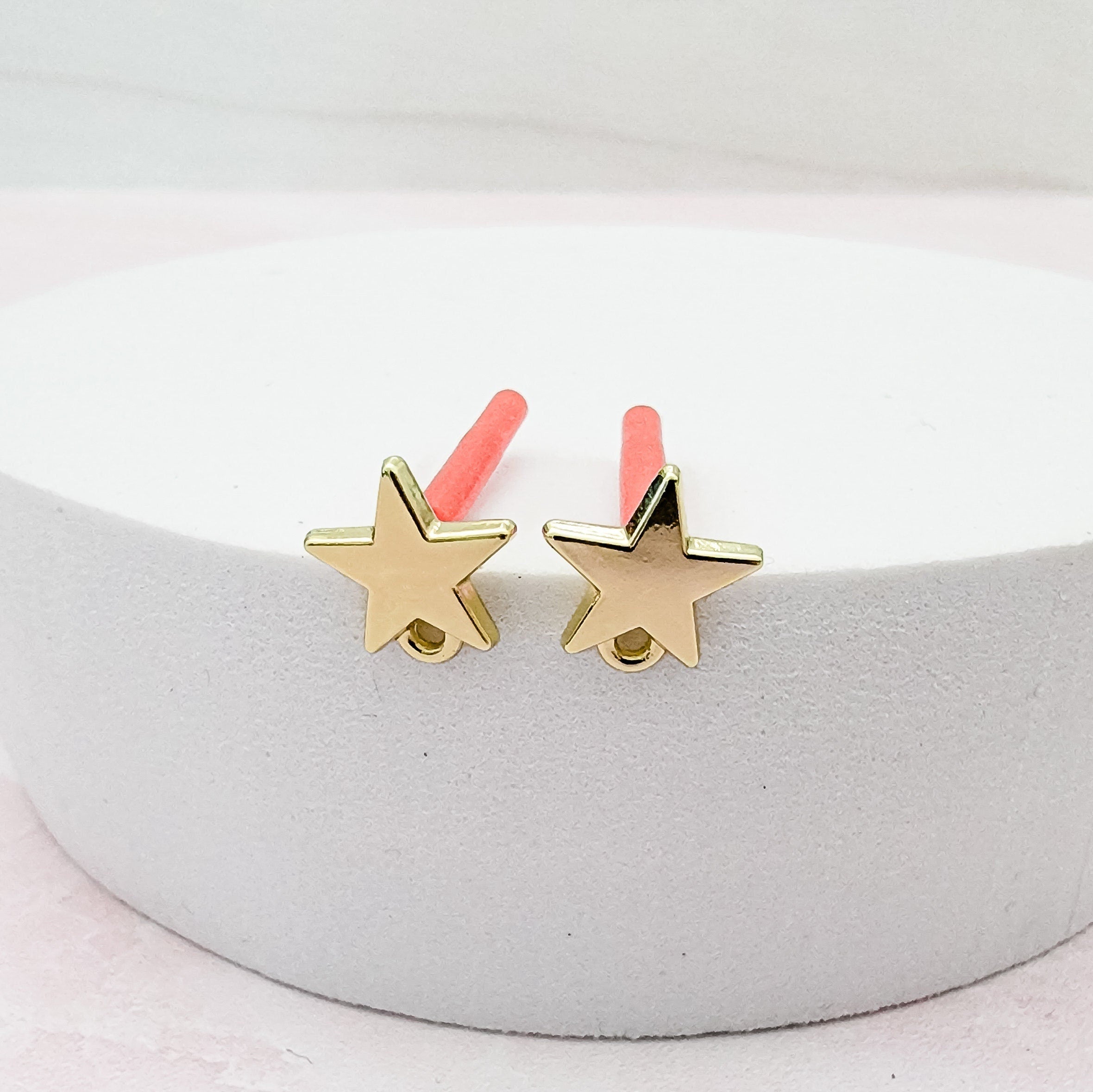 Gold Brass Star Stud with Loop (Sterling Silver Post), 10 Pieces, Stud 106 - 