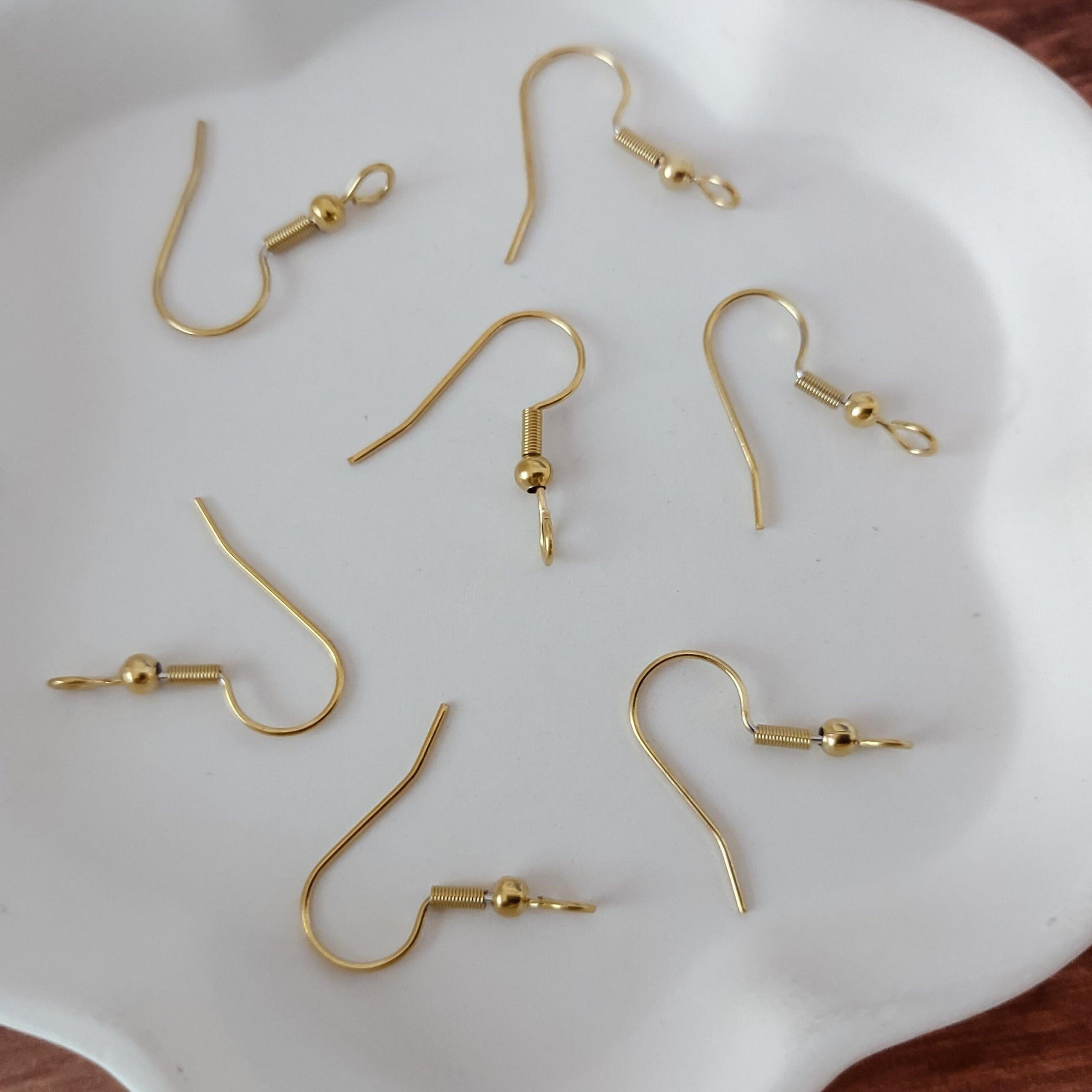 Gold Classic Forward - Facing Stainless Ear Wires, 20 Pieces, Earring Hook 9 - 