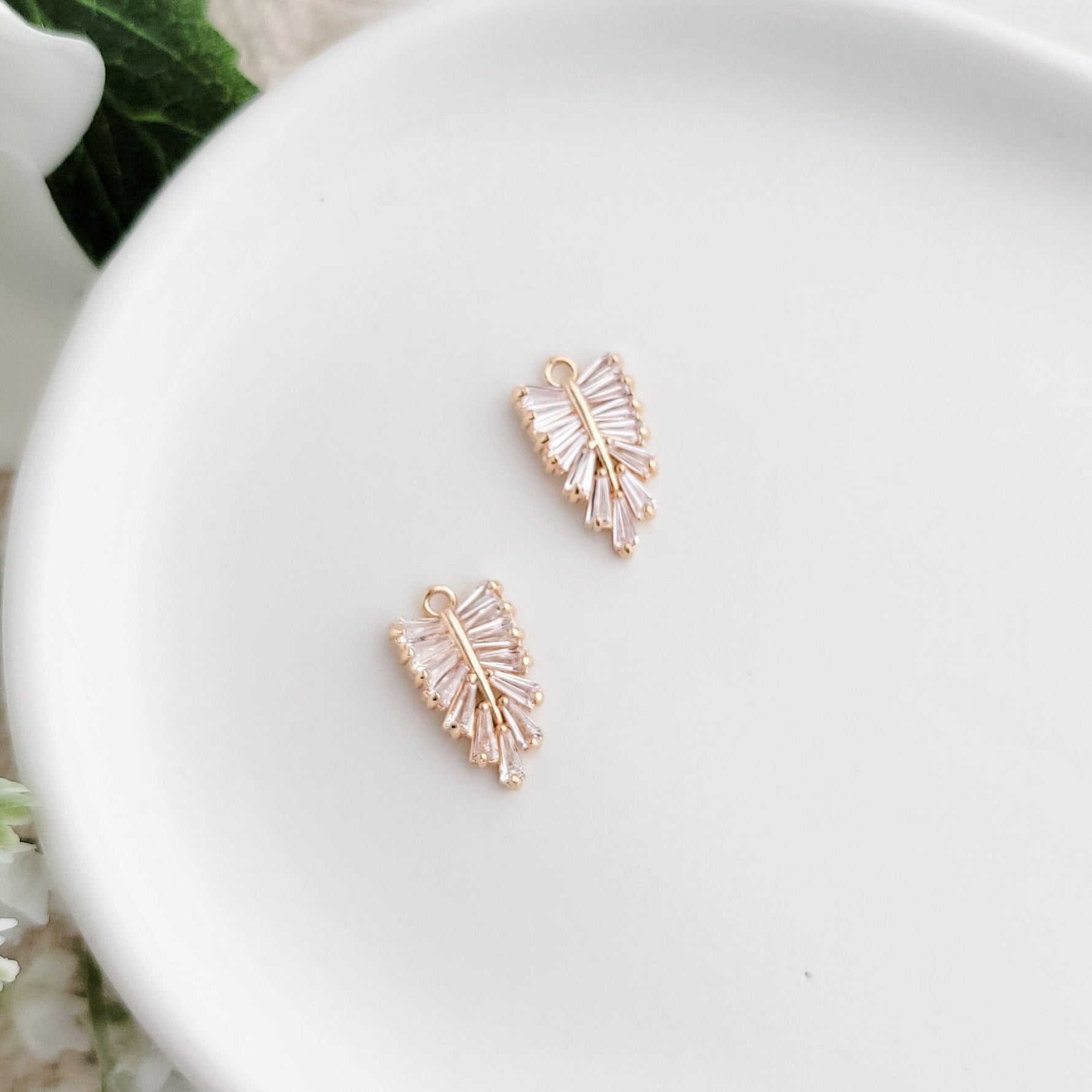 Gold Cubic Zirconia Trellis Charms, 10 Pieces, Charm 33 - 