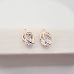 Gold Cubic Zirconia Tulip Charms, 10 Pieces, Charm 39 - 