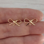Gold Elegant Sterling Silver Bow Stud Connector, 10 Piece, Bow 44 - 