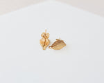 Gold Engraved Leaf Stud Connector with Loop (Stainless Steel), 10 Pieces, Stud 19 - 