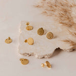 Gold Flat Round Stud Findings with Holes, 10 Pieces, Stud 93 - 