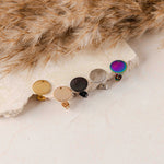 Gold Flat Round Stud Findings with Holes, 10 Pieces, Stud 93 - 