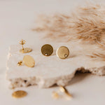 Gold Flat Round Stud Findings with Holes, 10 Pieces, Stud 93 - 