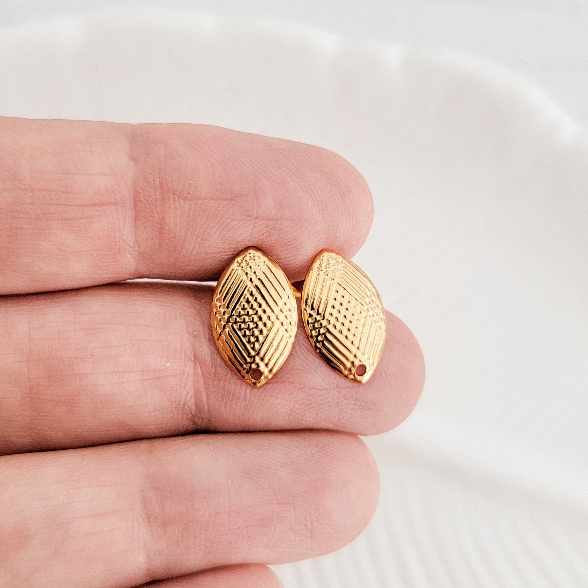Gold Geometric Marquise Stud Connector, 10 Piece, Stud 1 - 