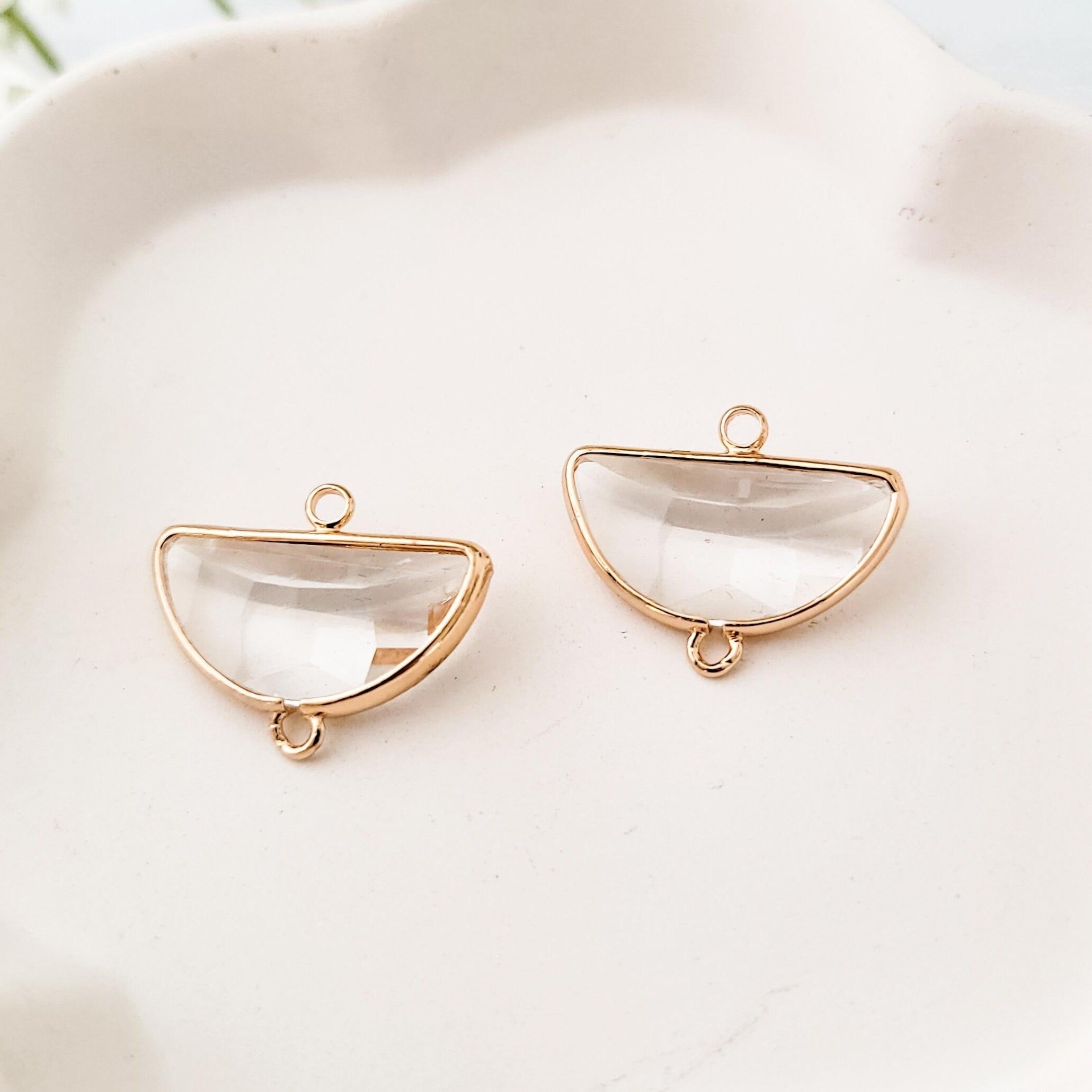 Gold Half Moon Crystal Links, 10 Pieces, Connector 7 - 