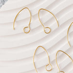 Gold Large Loop V Ear Wires (5mm Surgical Stainless Steel Marquise Hooks), 20 Pieces, Earring Hook 57 - 