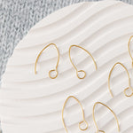 Gold Large Loop V Ear Wires (5mm Surgical Stainless Steel Marquise Hooks), 20 Pieces, Earring Hook 57 - 