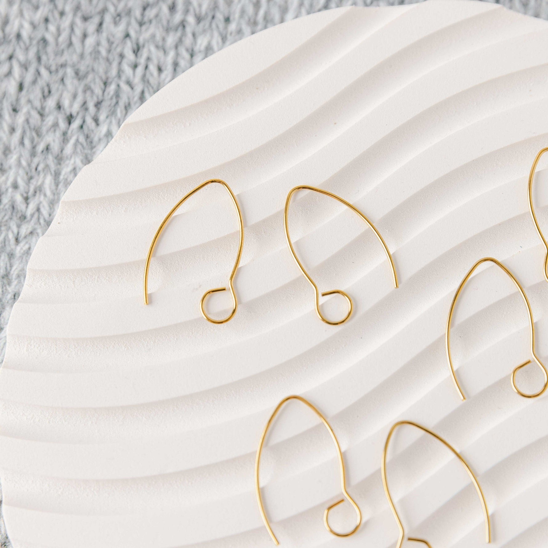 Gold Large Loop V Ear Wires (5mm Surgical Stainless Steel Marquise Hooks), 20 Pieces, Earring Hook 57 - 