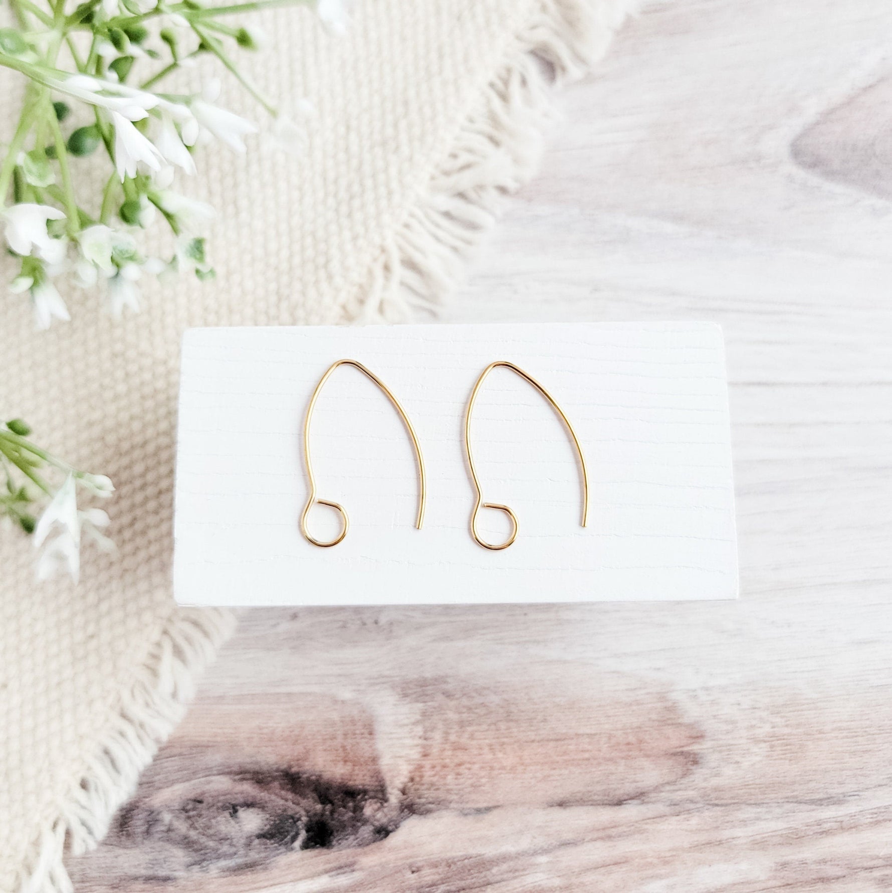 Gold Large Loop V Ear Wires (5mm Surgical Stainless Steel Marquise Hooks), 20 Pieces, Earring Hook 57 - 