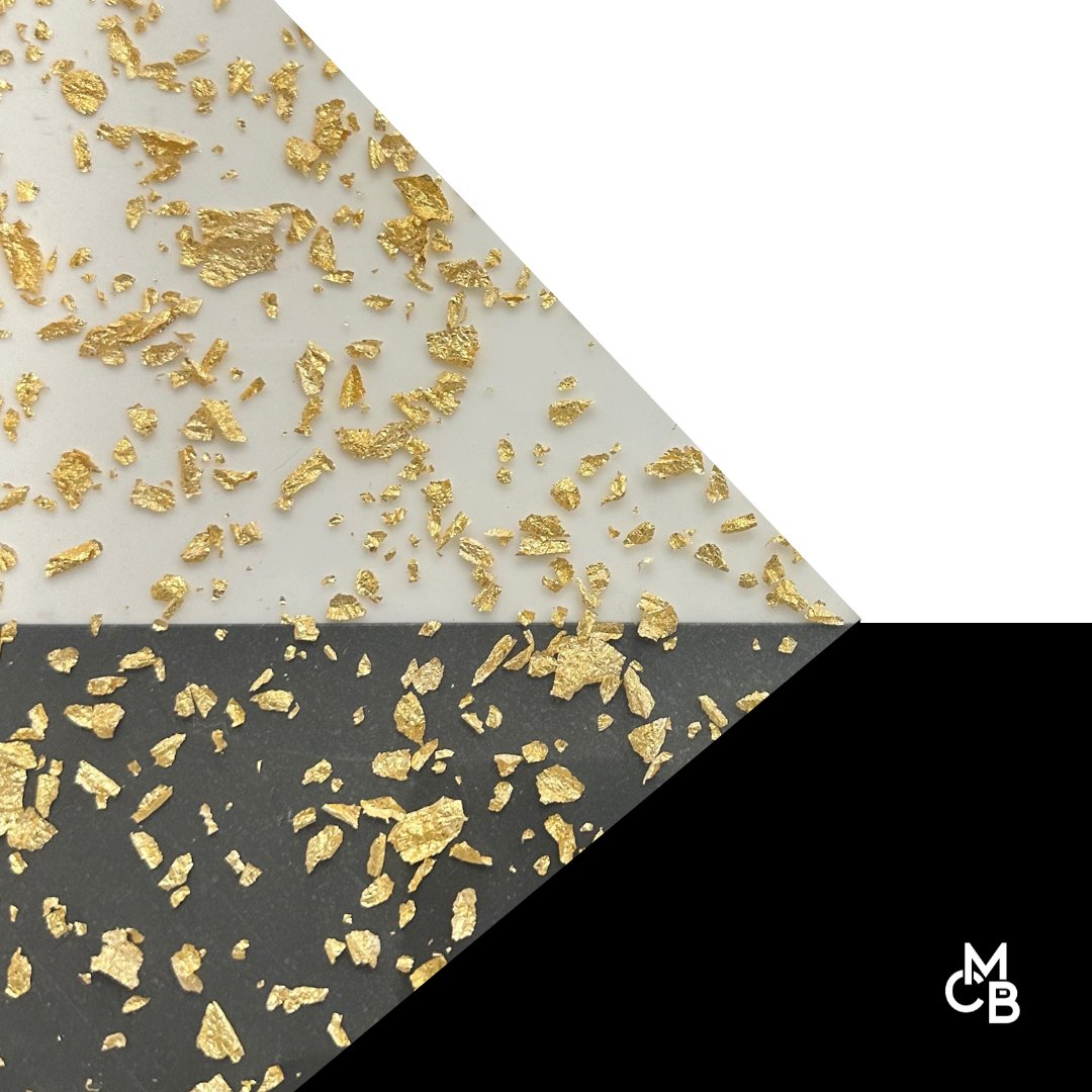 Gold Metallic Foil Flakes Glitter Cast Acrylic | Metallic Acrylic Sheet | CMB Acrylic