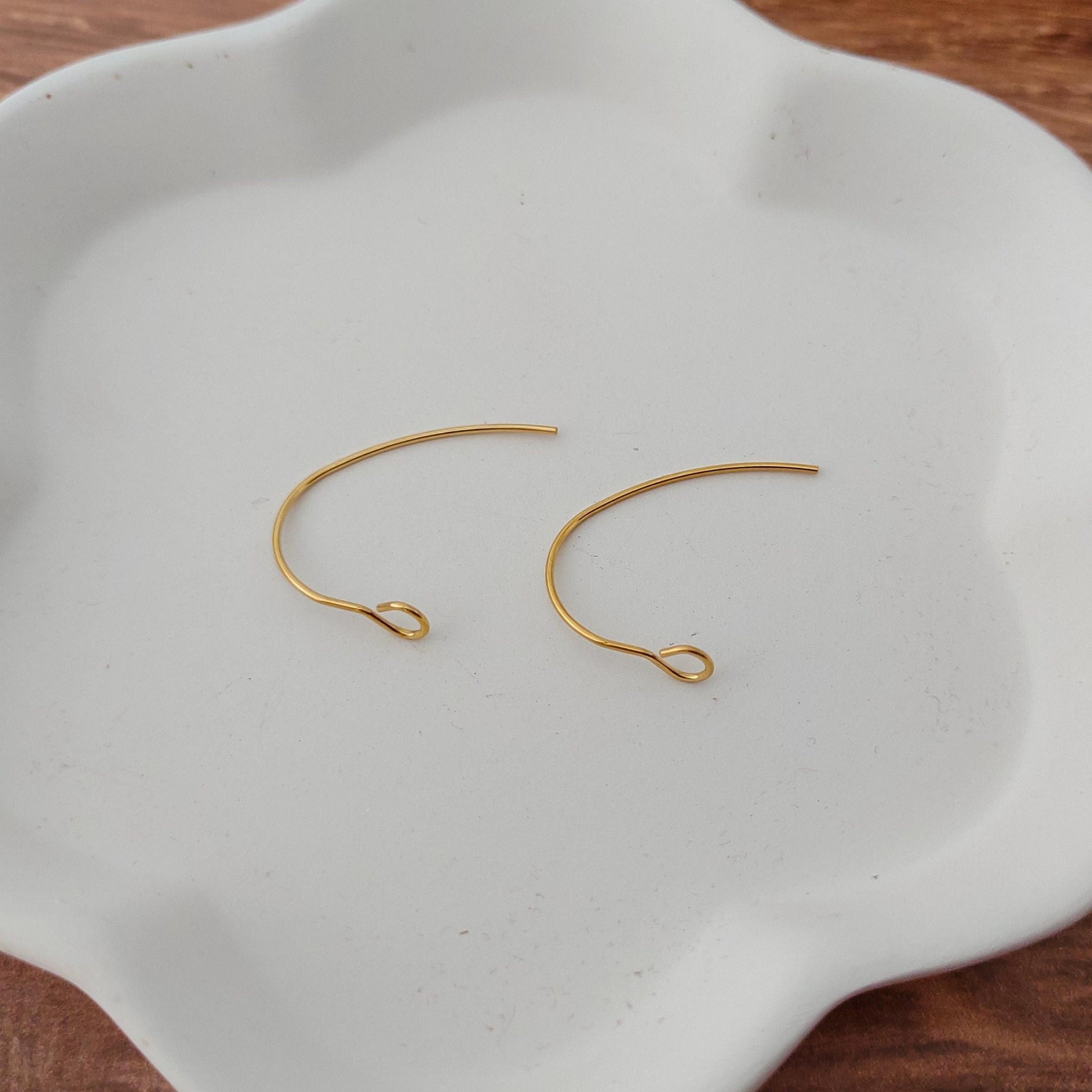 Gold Modern Forward - Facing Stainless Steel Ear Wires, 20 Pieces, Earring Hook 29 - 