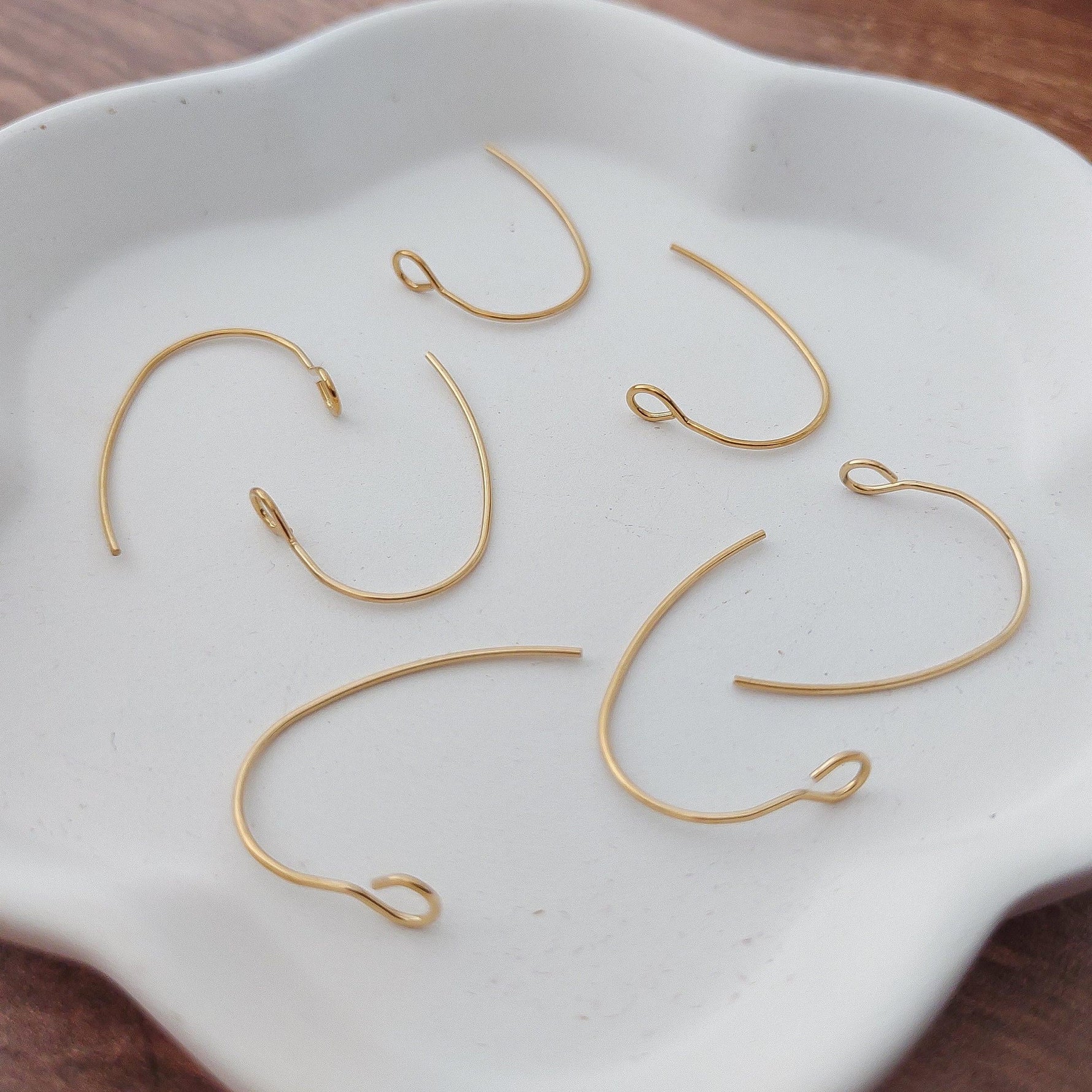 Gold Modern Forward - Facing Stainless Steel Ear Wires, 20 Pieces, Earring Hook 29 - 