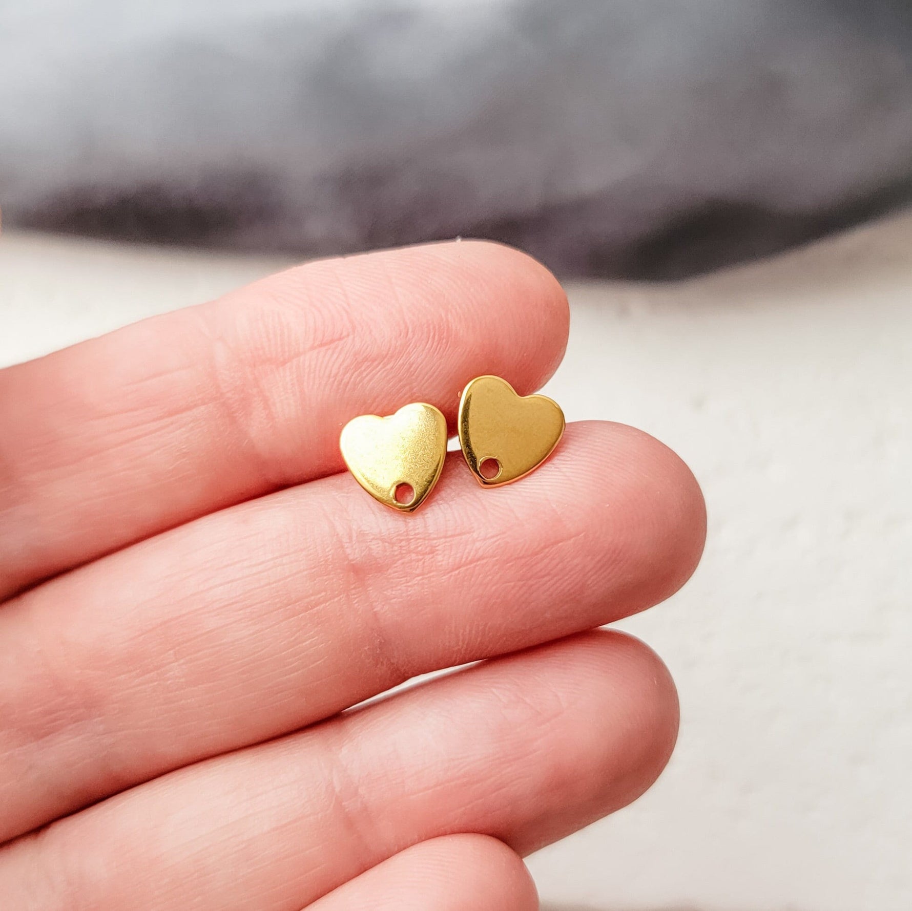 Gold Petite Heart Stud Connector, 10 Pieces, Stud 103 - 