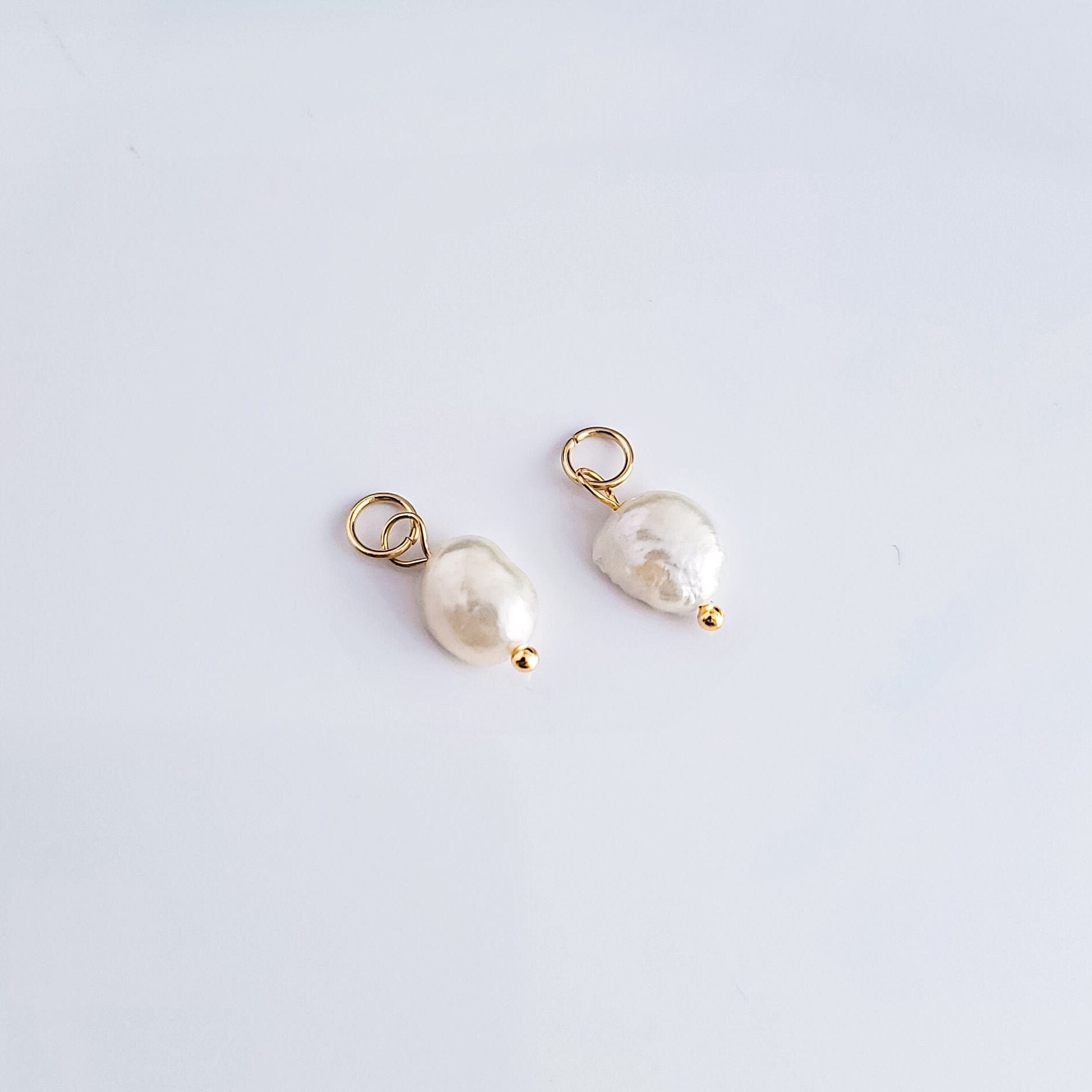 Gold Petite Real Freshwater Pearl Charm, 10 Pieces, Charm 27 - 