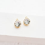 Gold Petite Rhinestone 6mm Circle Charm, 10 Pieces, Charm 29 - 