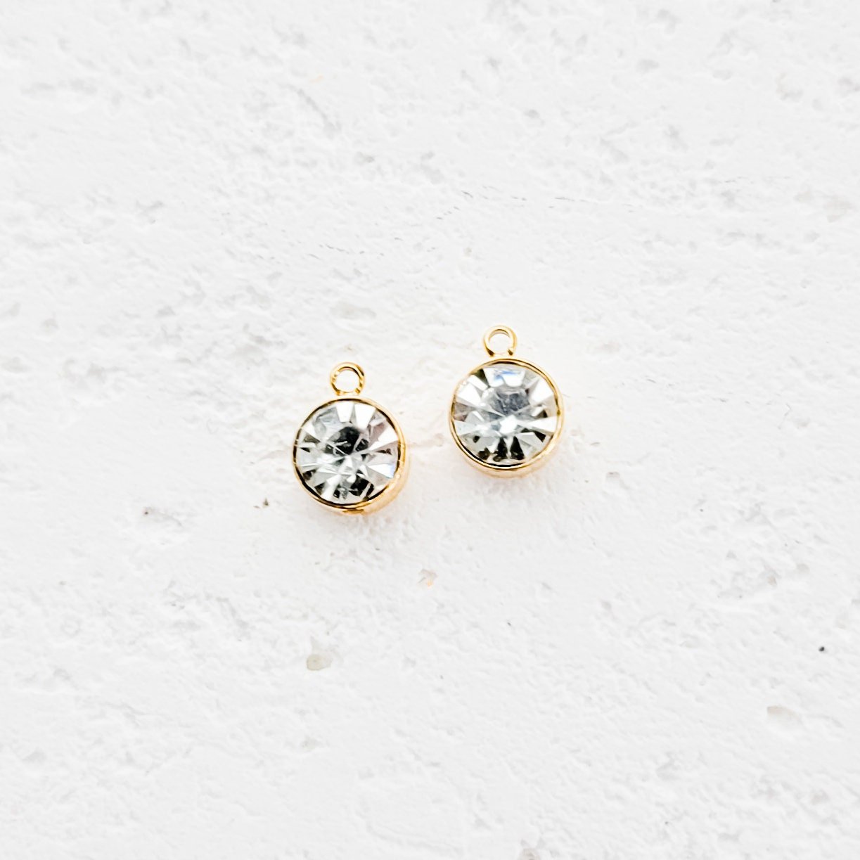 Gold Petite Rhinestone 6mm Circle Charm, 10 Pieces, Charm 29 - 