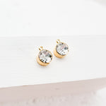 Gold Petite Rhinestone 6mm Circle Charm, 10 Pieces, Charm 29 - 