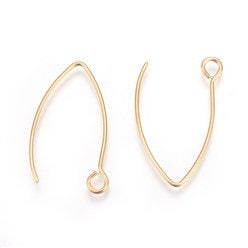 Gold Regular Loop Stainless Steel V Ear Wires 2.5mm Hole, 20 Pieces, Earring Hook 39 - 