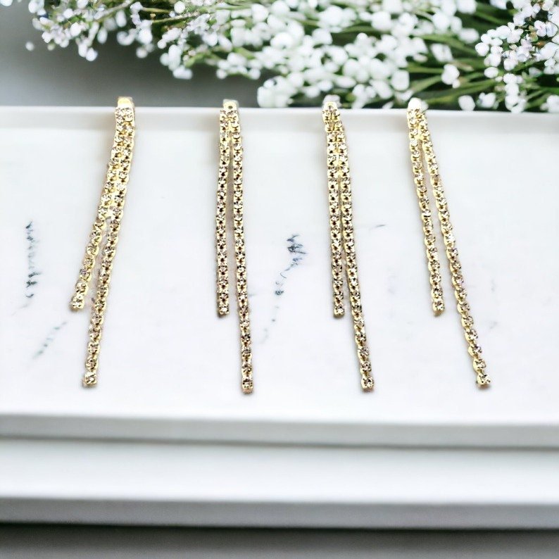 Gold Rhinestone Claw Chain Charms (DOUBLE Strand), 10 Pieces, Charm 77 - 