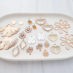 Gold Rhombus Crystal Charms, 10 Pieces, Charm 36 - 