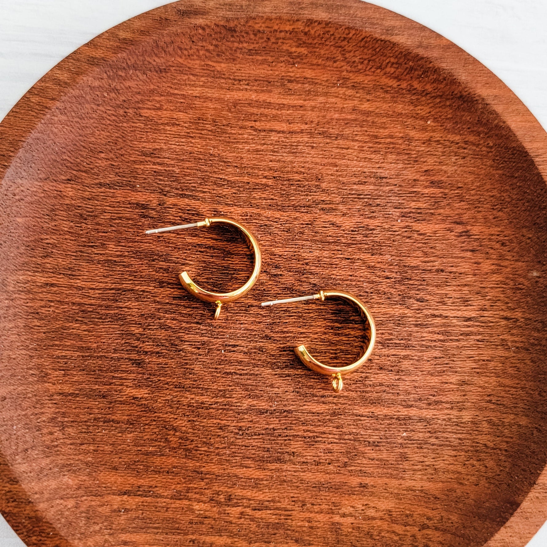 Gold Small Half Hoop with Perpendicular Loop, 10 Pieces, Hoop 7 - 