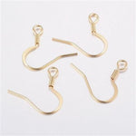 Gold Stainless Ear Wires 2.5mm Hole (Hammered Flat French Style), 20 Pieces, Earring Hook 44 - 