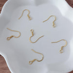 Gold Stainless Ear Wires 2.5mm Hole (Hammered Flat French Style), 20 Pieces, Earring Hook 44 - 