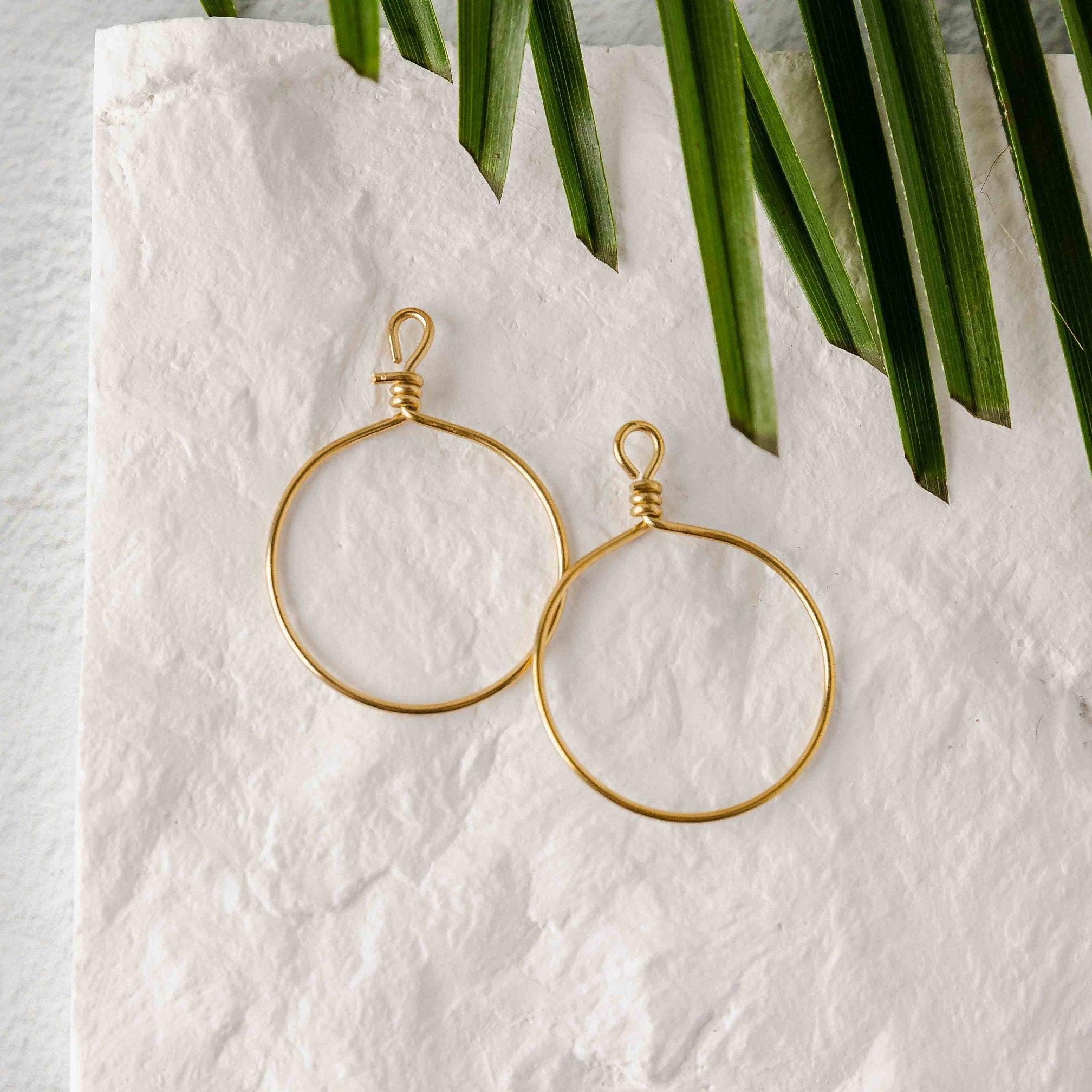 Gold Stainless Steel Round Fringe Hoop, 2 Pieces, Connector 69 - 