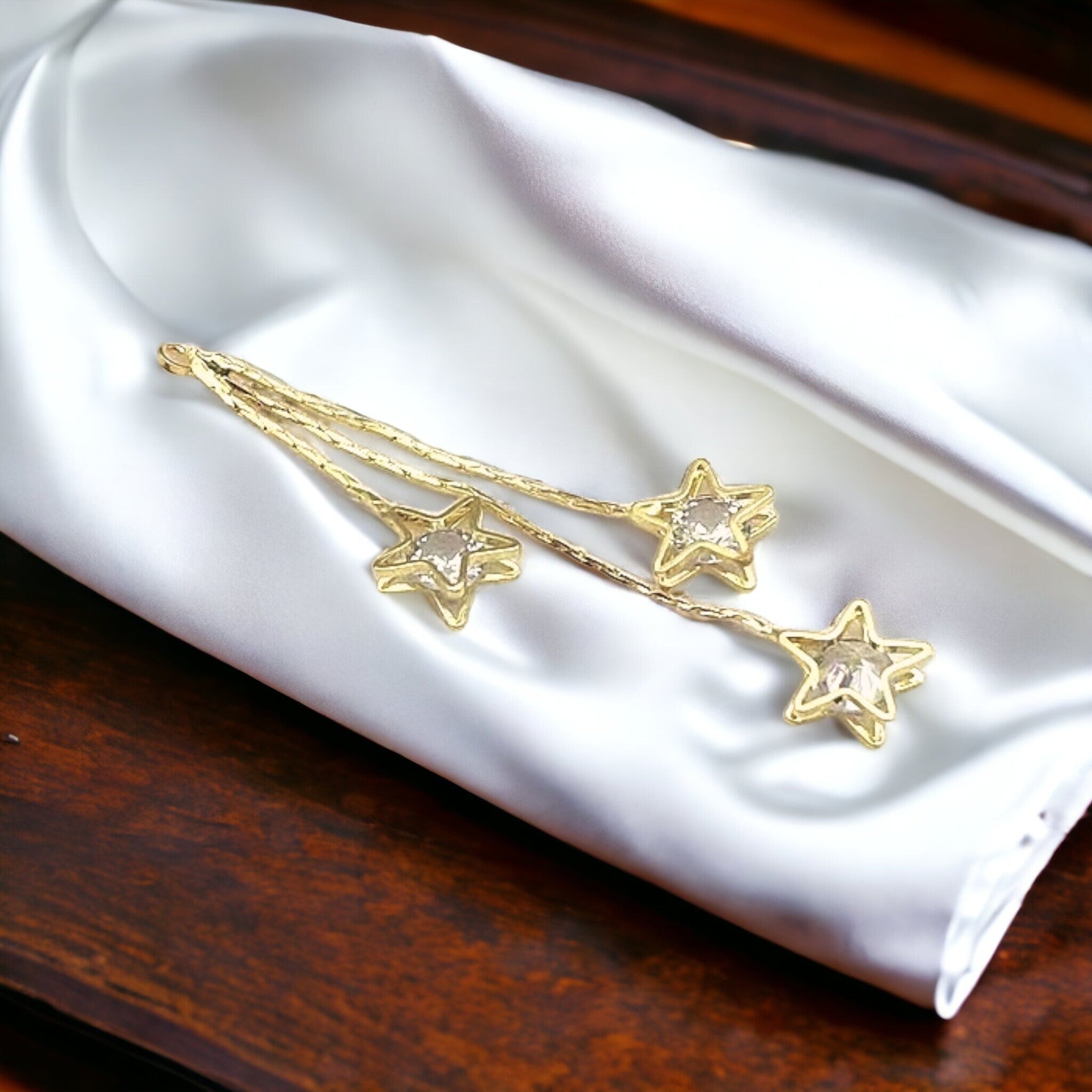 Gold Star Chain Cubic Zirconia Charms, 10 Pieces, Charm 78 - 