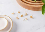 Gold Sunflower 12mm Stud Earring Findings, 10 Pieces, Stud 105 - 