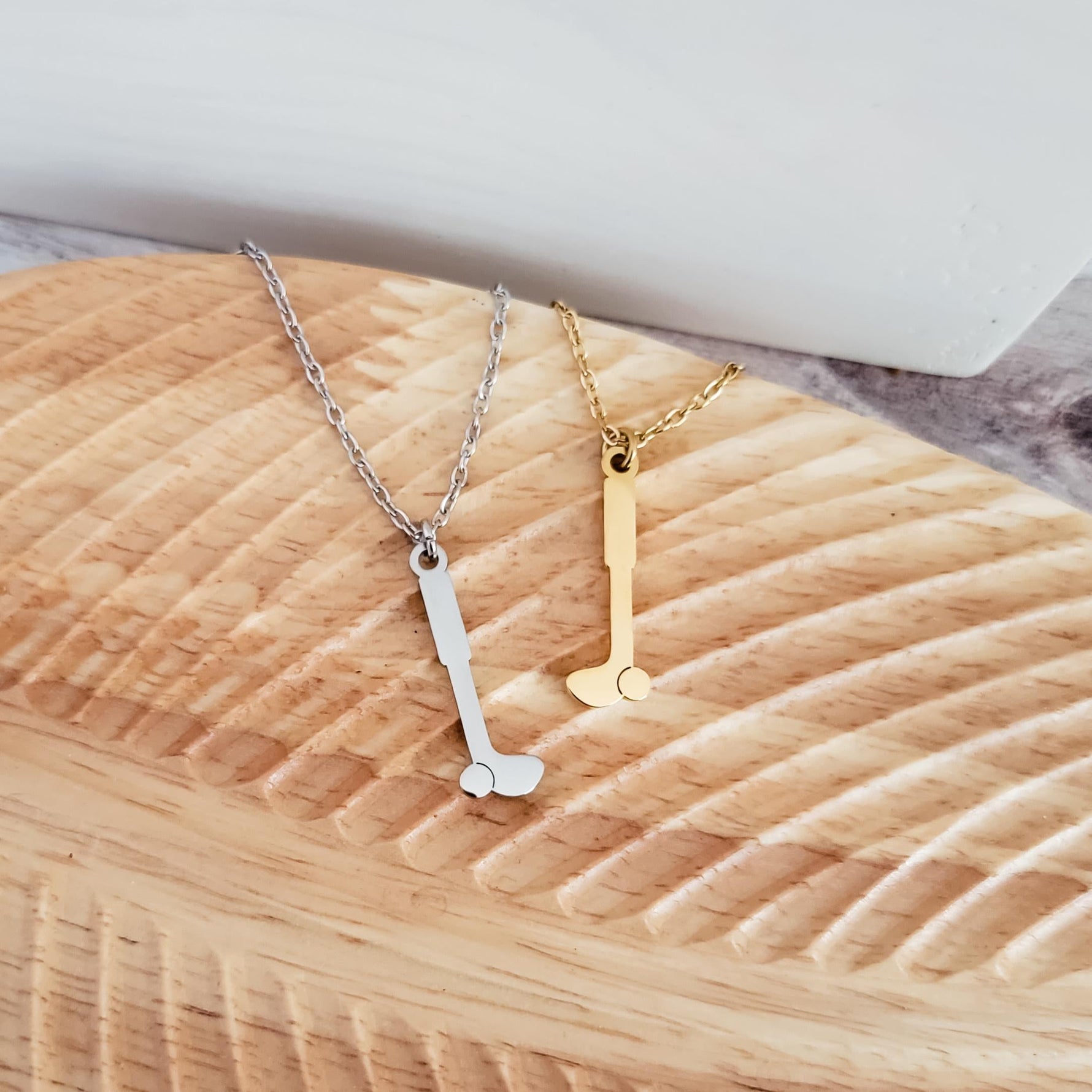Golf Pendant Necklace (Silver or Gold), 1 Total, Metal Blank 112 - 