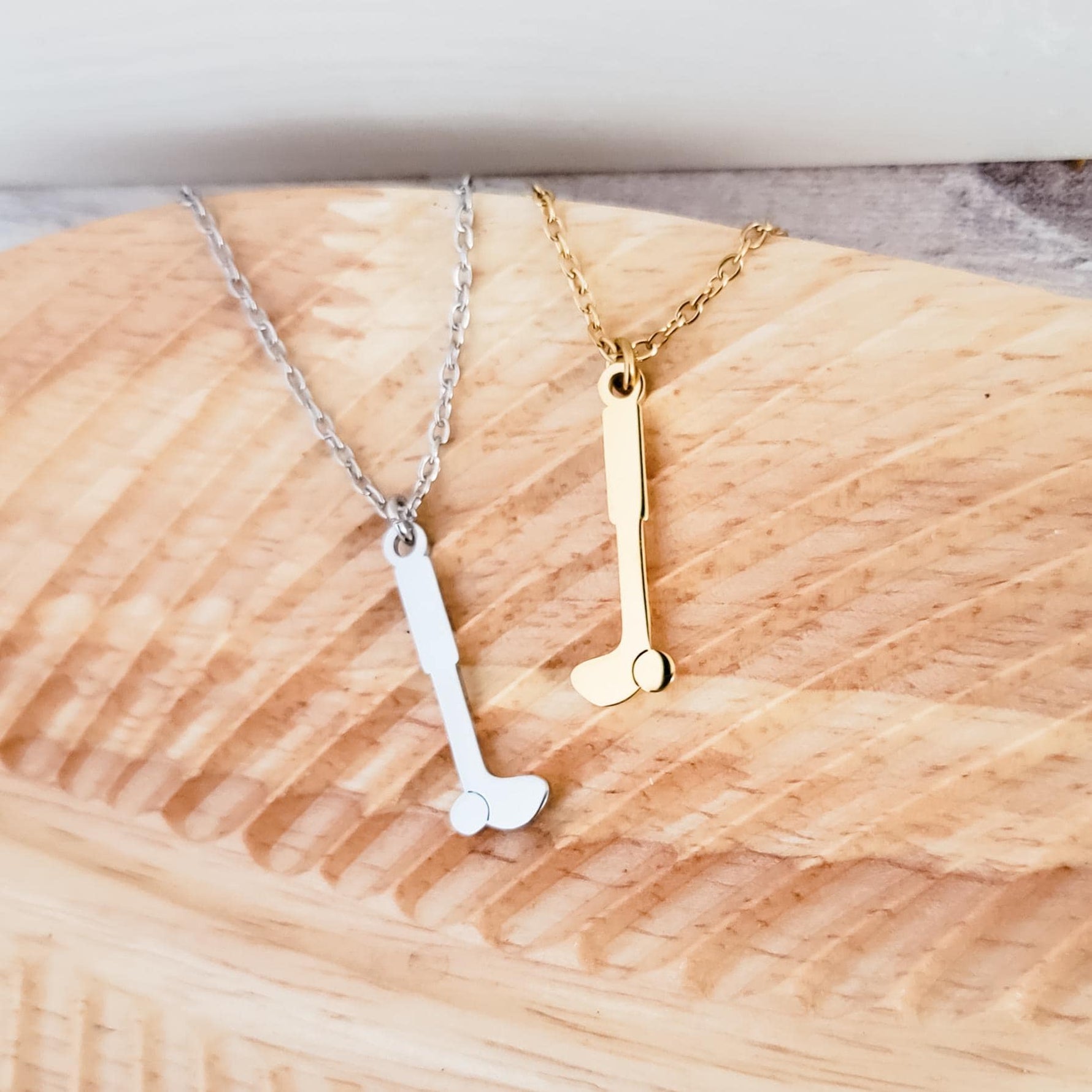 Golf Pendant Necklace (Silver or Gold), 1 Total, Metal Blank 112 - 