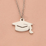Graduation Cap Pendant Necklace (Silver or Gold), 1 Total, Metal Blank 61 - 