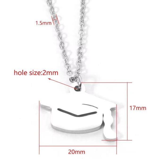 Graduation Cap Pendant Necklace (Silver or Gold), 1 Total, Metal Blank 61 - 