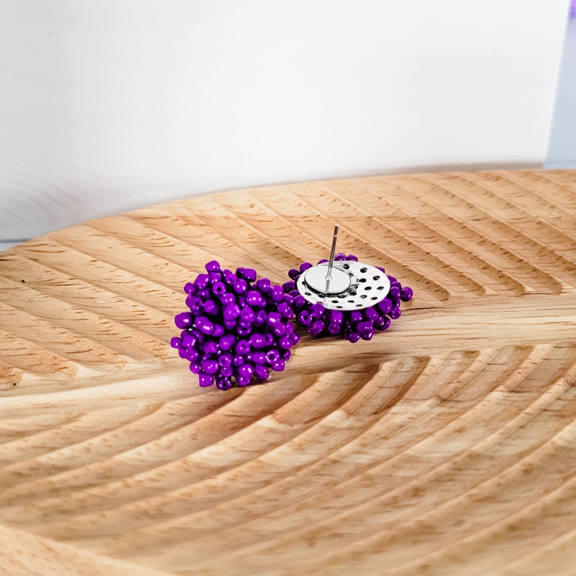 Grape Purple 15mm Small Seed Bead Topper, 1 Pair, Seed Bead 6 - 