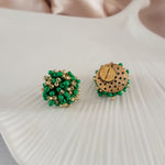 Green and Gold Mix 15mm Small Seed Bead Topper, 1 Pair, Seed Bead 61 - 