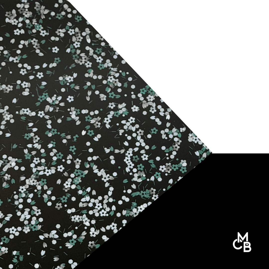 Green Floral Confetti Black Core Glitter Cast Acrylic | Glitter Acrylic Sheet | CMB Acrylic