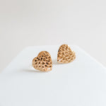 Hammered Gold Heart Stud Findings with Holes, 10 Pieces - 