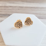 Hammered Gold Heart Stud Findings with Holes, 10 Pieces - 