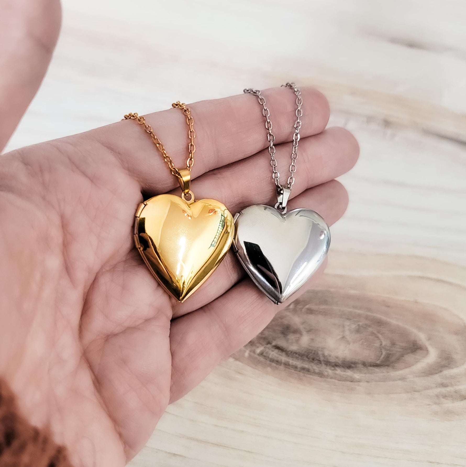 Heart Locket Necklace (Silver and Gold), 1 Total, Metal Blank 101 - 