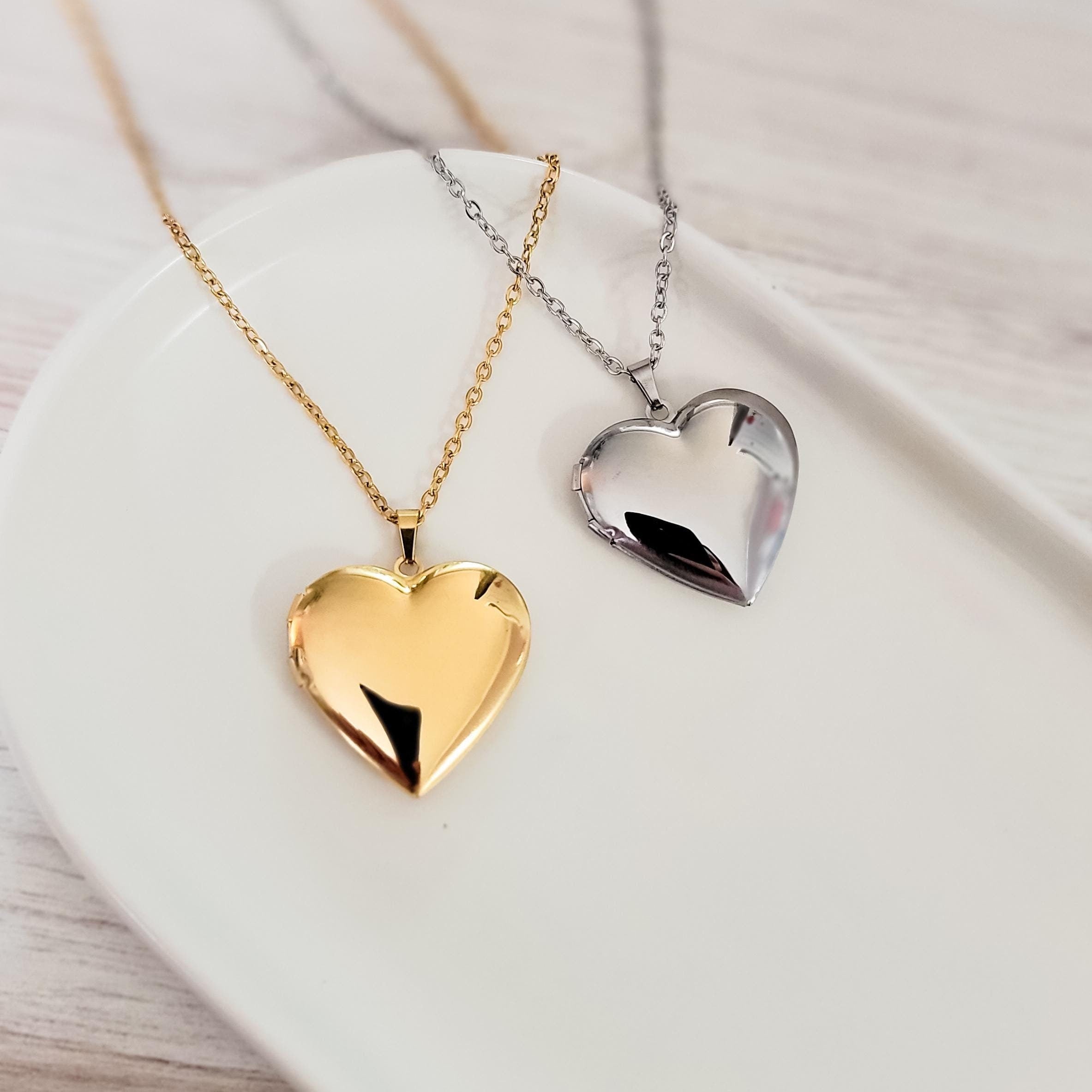 Heart Locket Necklace (Silver and Gold), 1 Total, Metal Blank 101 - 