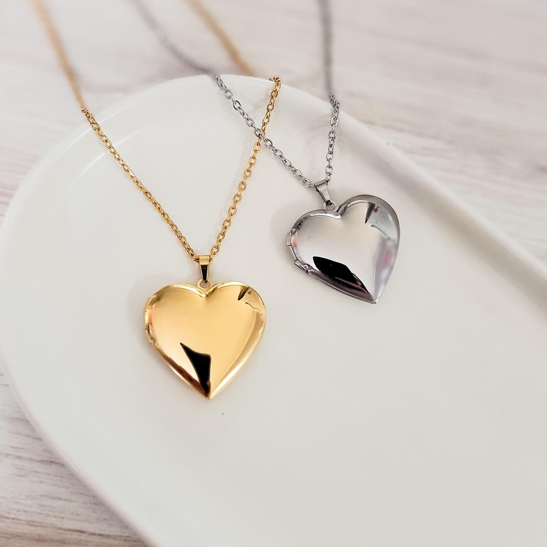 Heart Locket Necklace (Silver and Gold), 1 Total, Metal Blank 101 - 