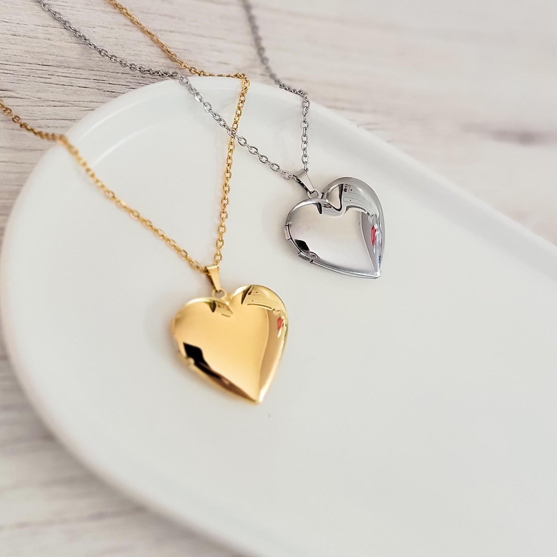 Heart Locket Necklace (Silver and Gold), 1 Total, Metal Blank 101 - 