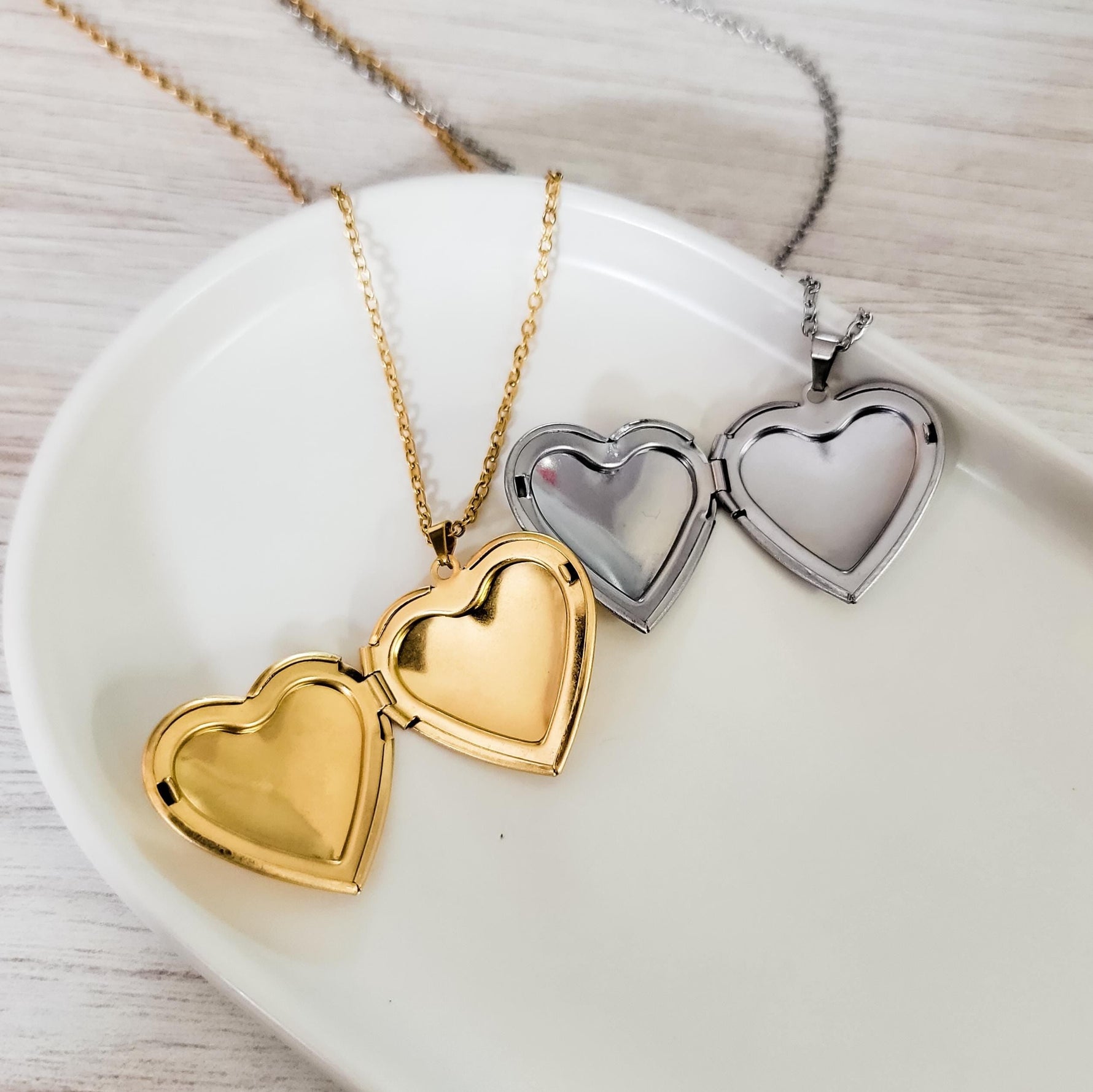 Heart Locket Necklace (Silver and Gold), 1 Total, Metal Blank 101 - 
