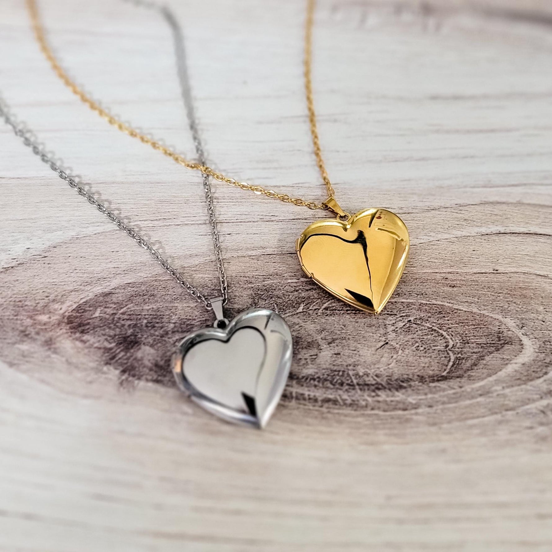 Heart Locket Necklace (Silver and Gold), 1 Total, Metal Blank 101 - 