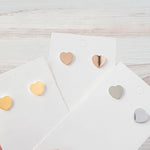 Heart Studs (Silver, Gold, or Rose Gold), 1 Pair Total, Metal Blank 13 - 